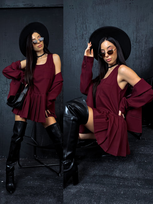 2in1 dress + jacket "SCHOOL GIRL" - BORDO